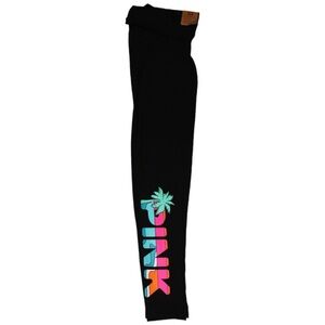 Victoria's Secret Pink Mid Rise Fold over Leggings Black PINK Palm Tree Logo